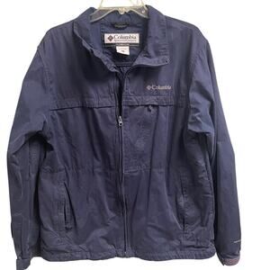 VTG Columbia Coated Cotton Mens Size Large Jacket Full Zip Omni Shield Blue